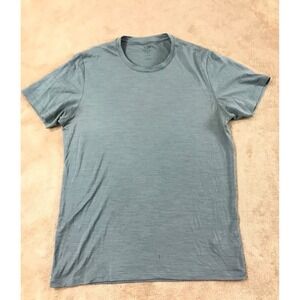 Icebreaker Merino Mens Small T-Shirt Blue Gray Wool Blend Short Sleeve